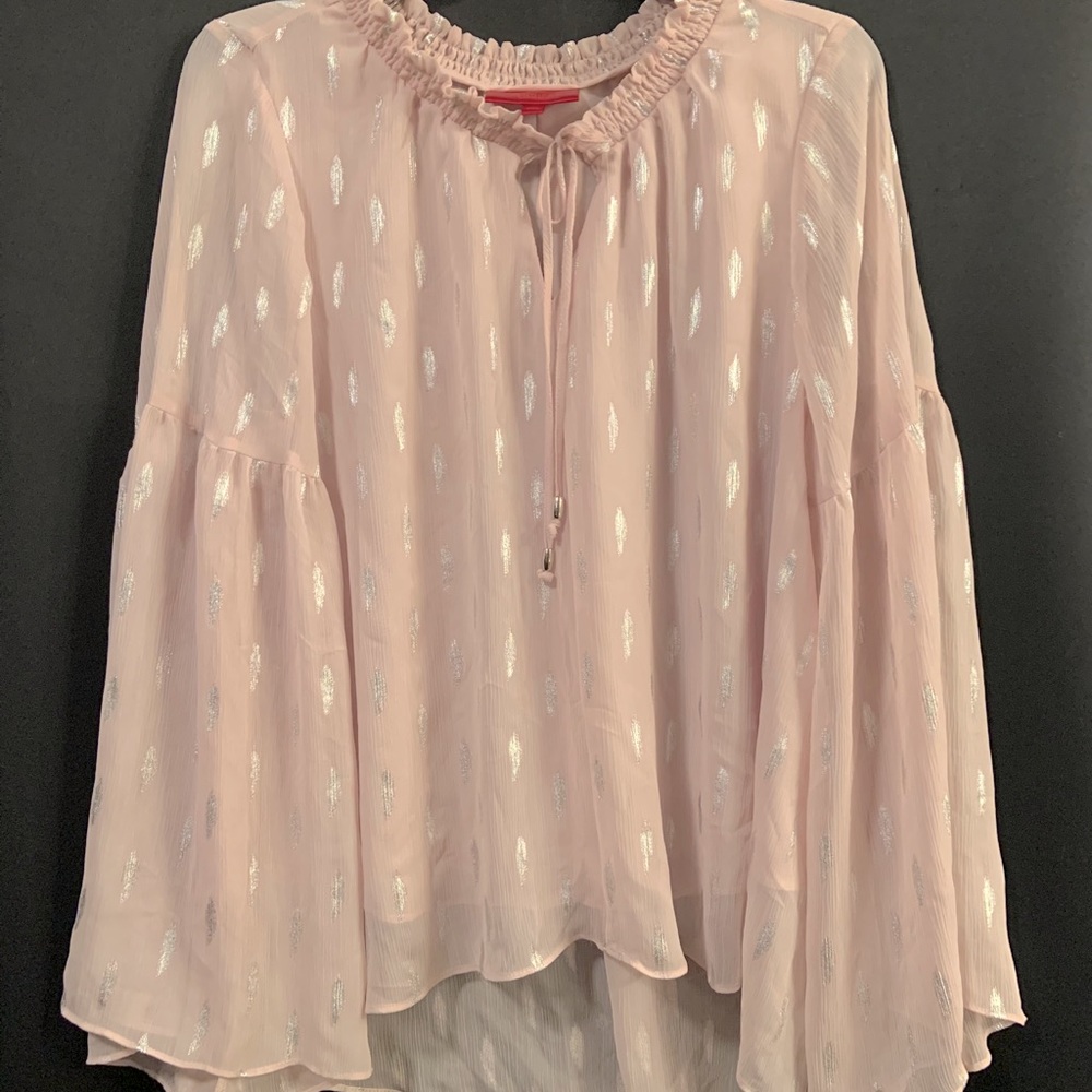 Jennifer Lopez Pink Flared Blouse